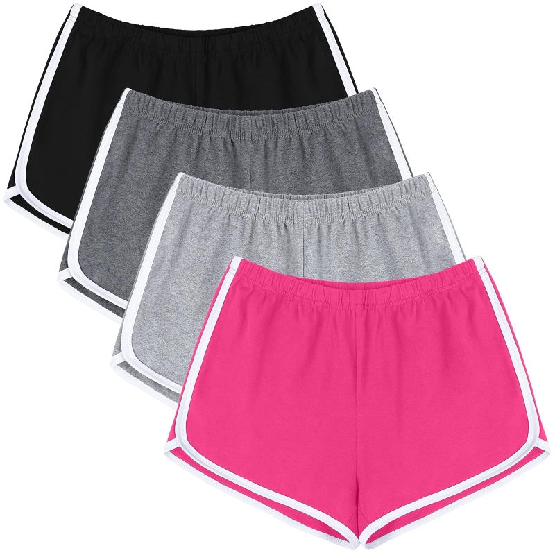 URATOT 4 Pack Yoga Short Pants Cotton Sports Shorts Gym Dance Lounge Shorts Dolphin Running Athletic Shorts for Women - Image 1